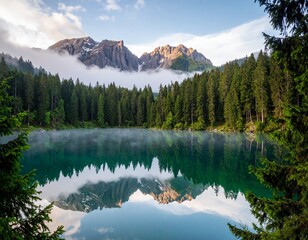mountain lake reflection