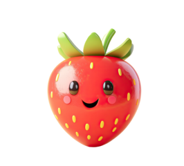 A cheerful, cartoon strawberry