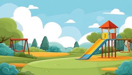 Clipart background with playground and park for kids vector illustration; cartoon