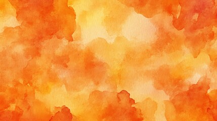 Orange, ginger watercolor background Painted Halloween, autumn template Watercolour texture with stainsHand drawn aquarelle fill Rough, uneven rounded edges Fire, flame colors