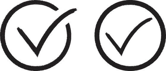 Grunge black check mark icon, approval tick sign vector illustration