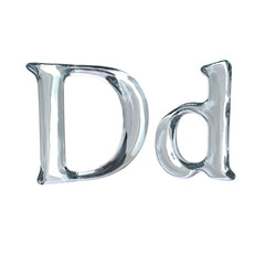 Letter D 3D rendering with crystal material