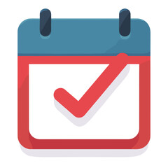 Stylized calendar icon with a check mark symbolizing scheduling and planning copy space