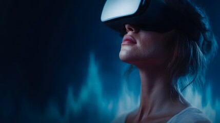 Woman visualizing investment data using virtual reality technology