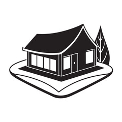 Modern Cottage House Icon Minimalist Home Illustration for Real Estate and Architecture