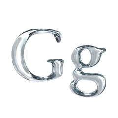 Letter G 3D rendering with crystal material
