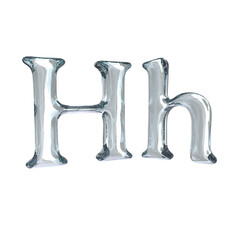 Letter H 3D rendering with crystal material