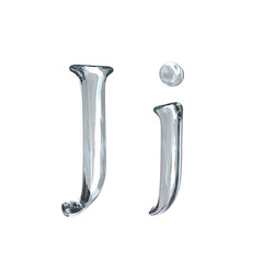 Letter J 3D rendering with crystal material