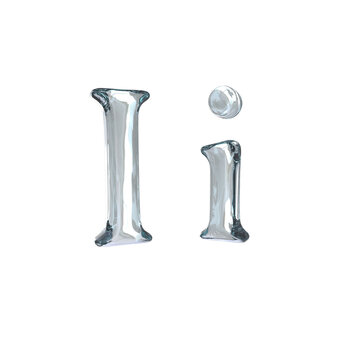 Letter I 3D rendering with crystal material