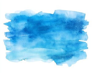Sky blue watercolor gradient rectangle texture Painted abstract background with watercolour stains isolated on white Hand drawn aquarelle template with uneven rounded edges