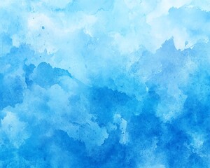 Sky blue watercolor gradient abstract rectangle texture Painted background with watercolour stains Hand drawn aquarelle vertical template with uneven rounded edges