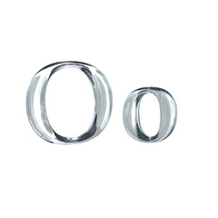 Letter O 3D rendering with crystal material