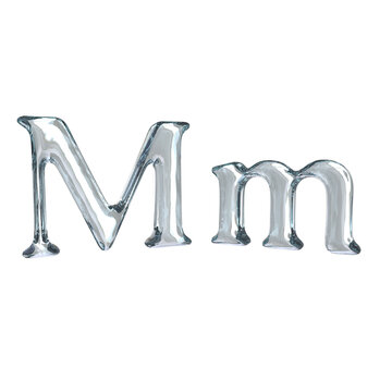 Letter M 3D rendering with crystal material