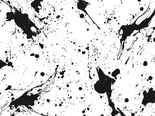 Splatter, splash, spray vector seamless repeat pattern Black and white hand drawn painted chaotic spots, uneven dots, blobs, drops, specks, flecks texture, background