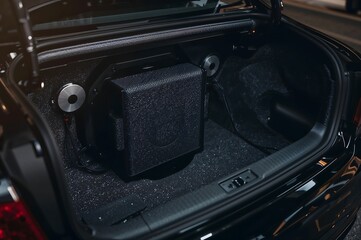 The subwoofer in the car. Installation of acoustic systems in the car.