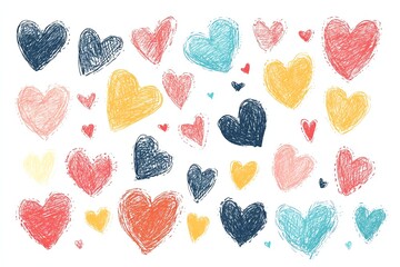 Tiny hand drawn hearts Valentines Day backgrounds set