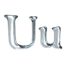 Letter U 3D rendering with crystal material
