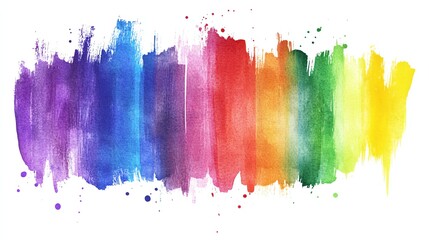Watercolor rainbow and gradient fill with uneven edges Hand drawn watercolour painted background Bright rainbow stripes with aquarelle stains Rainbow brush stroke isolated in white