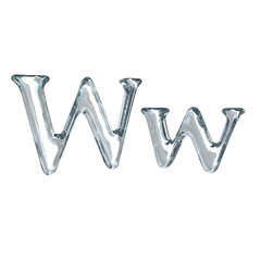 Letter W 3D rendering with crystal material