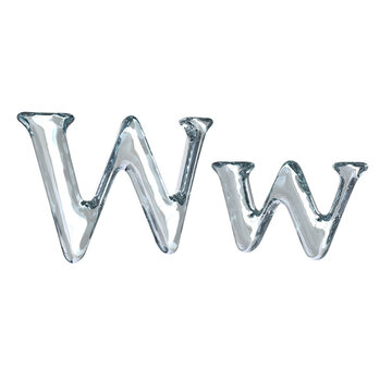 Letter W 3D rendering with crystal material