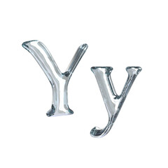 Letter Y 3D rendering with crystal material