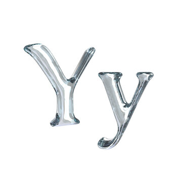 Letter Y 3D rendering with crystal material