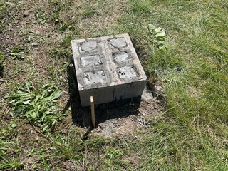 Foundation made of concrete cinder blocks