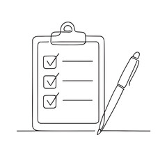 Checklist Clipboard with Pen Vector Task Management and Productivity Icon Design