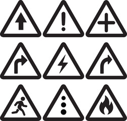 Collection of Warning Road Signs