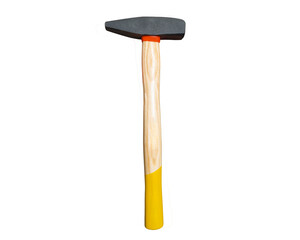 Hammer with wooden and yellow painted handle
