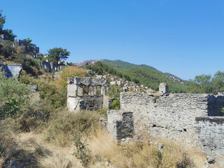 Fototapeta premium Das verlassene griechische Dorf Kayakoy Abandoned.Geisterstadt, Ruinen in der Nehe von Fethiye, Türkei