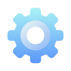 Vector art of a blue gear symbol representing settings or a mechanism, isolated on transparent background