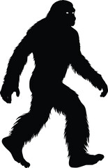 Fototapeta premium Bigfoot Silhouette: Vector Illustration, Mysterious, Dark, Walking