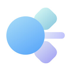 Vector art of abstract blue shapes including a circle and geometric forms, isolated on transparent background