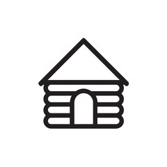 Minimalist Log Cabin Icon Rustic Wooden House Vector Outline