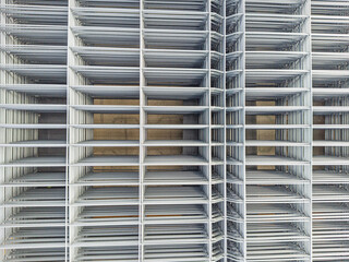 Top view of stacked wire fence panels