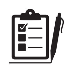 Minimal Checklist Icon with Pen Task Completion and Planning Symbol
