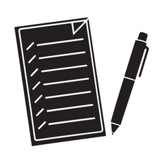 Checklist Paper with Pen Silhouette Task Planning and Note Taking Icon
