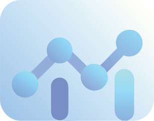 Vector art of a line graph showing an upward trend with data points and bars, isolated on a white background