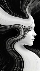 Abstract digital art of a serene woman’s profile