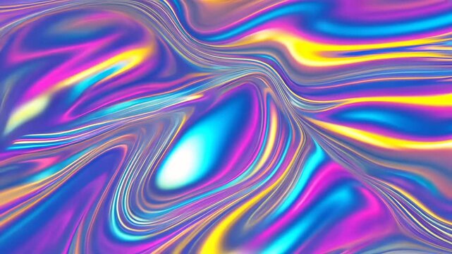 Trippy psychedelic colorful rainbow liquid marble gradient waves animation. Trendy hypnotic abstract organic ebru ripples and folds fluid art video. 4K seamless looping footage. 3D rendering.