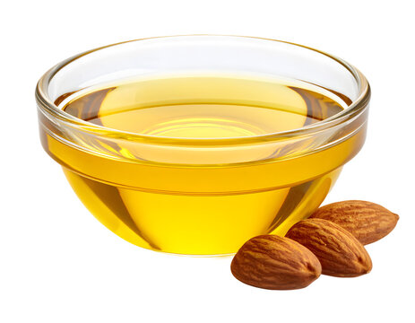 glass bottle with almond oil isolated on transparent background Generative Ai.
