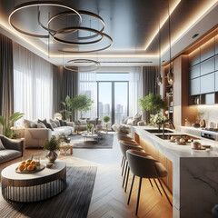 Stylish Luxury Designs for Open Living and Dining Rooms
