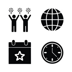 Obraz premium Global New Year Celebration Icons globe fireworks