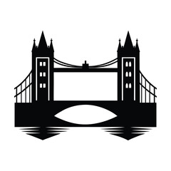 London tower bridge landmark black silhouette vector illustration