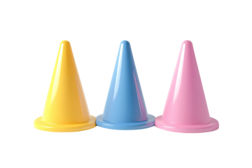 Three colorful cones in a row (1)