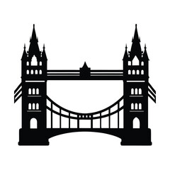 Tower bridge london landmark marvel black and white silhouette vector illustration