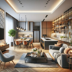 Stylish Luxury Designs for Open Living and Dining Rooms
