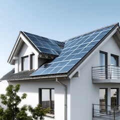 Fototapeta premium Residential House with Solar Panels and Balconies