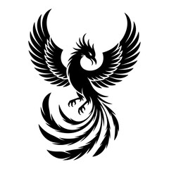 Obraz premium black and white phoenix silhouette vector art